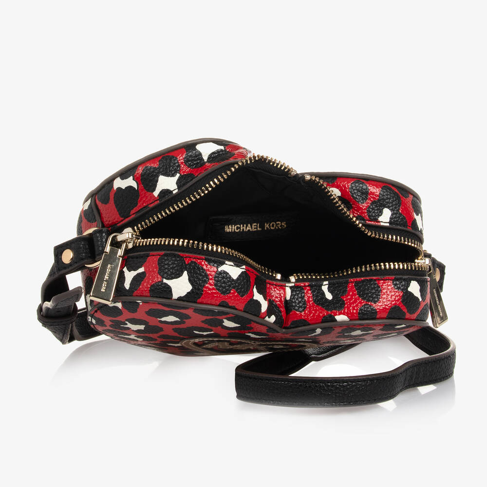 Michael Kors Kids Red Leopard Print Heart Bag 18cm