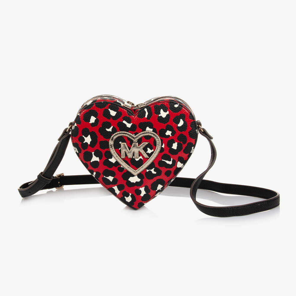 Red Leopard Print Heart Bag 18cm