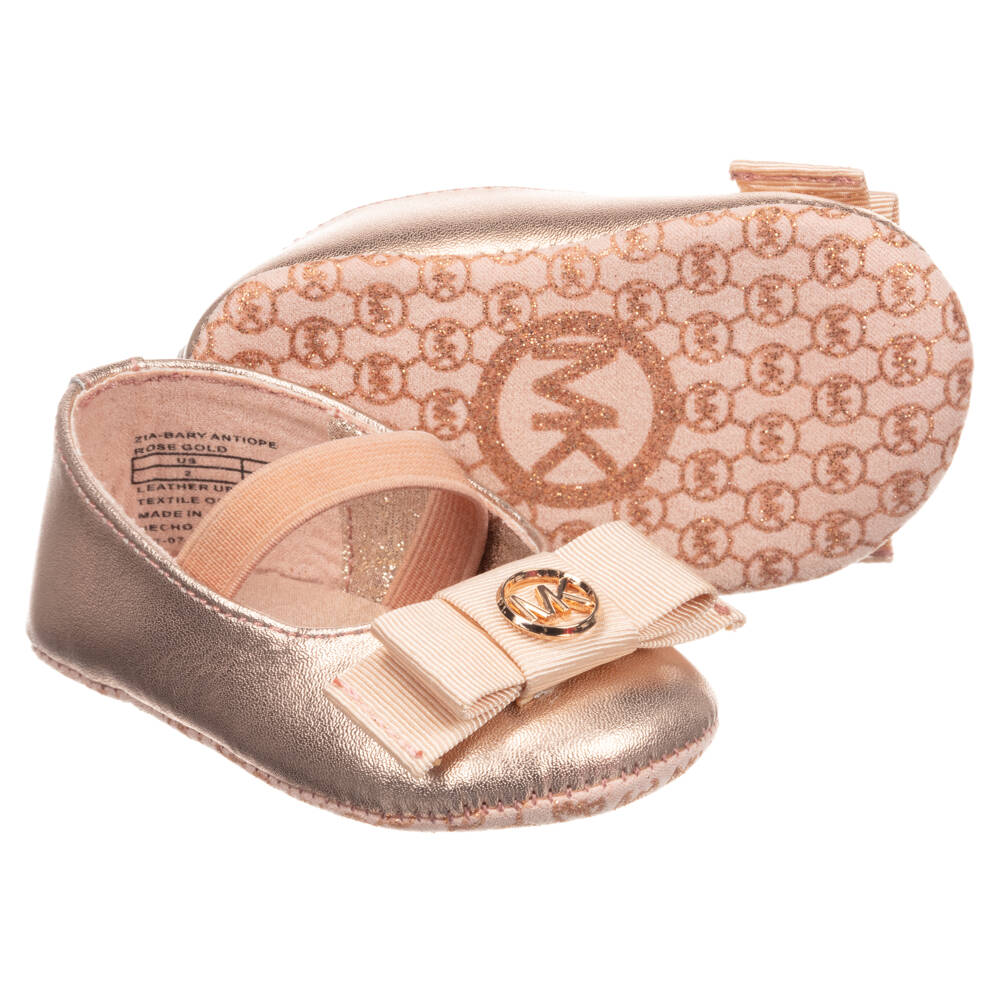 Michael Kors Kids-Rose Gold Ballerina Baby Shoes | Childrensalon Outlet