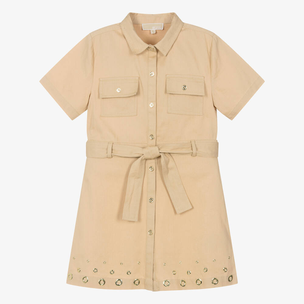 Michael Kors Kids-Teen Girls Beige Cotton Dress | Childrensalon Outlet