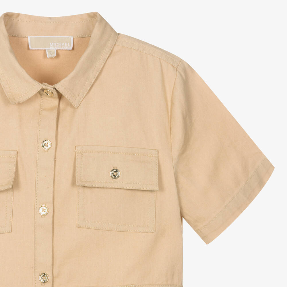Michael Kors Kids-Teen Girls Beige Cotton Dress | Childrensalon Outlet