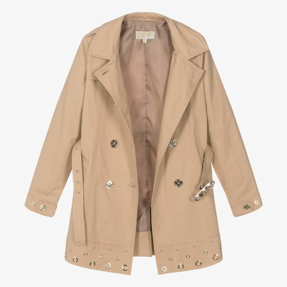 Michael Kors Kids-Teen Girls Beige Cotton Trench Coat | Childrensalon Outlet