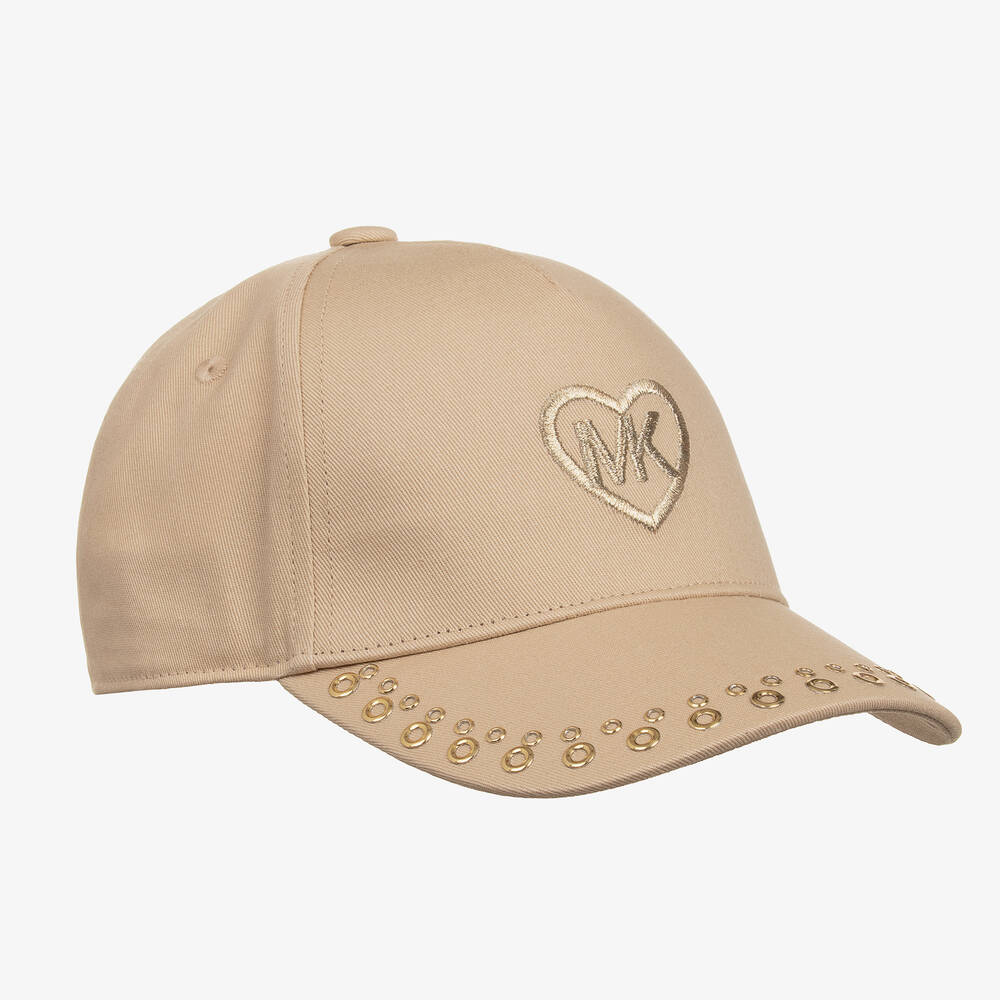 Michael Kors Kids-Teen Girls Beige Embroidered Cotton Cap | Childrensalon Outlet
