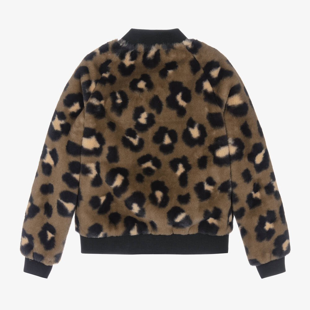 Michael Kors Kids-Teen Girls Beige Leopard Faux Fur Jacket | Childrensalon Outlet
