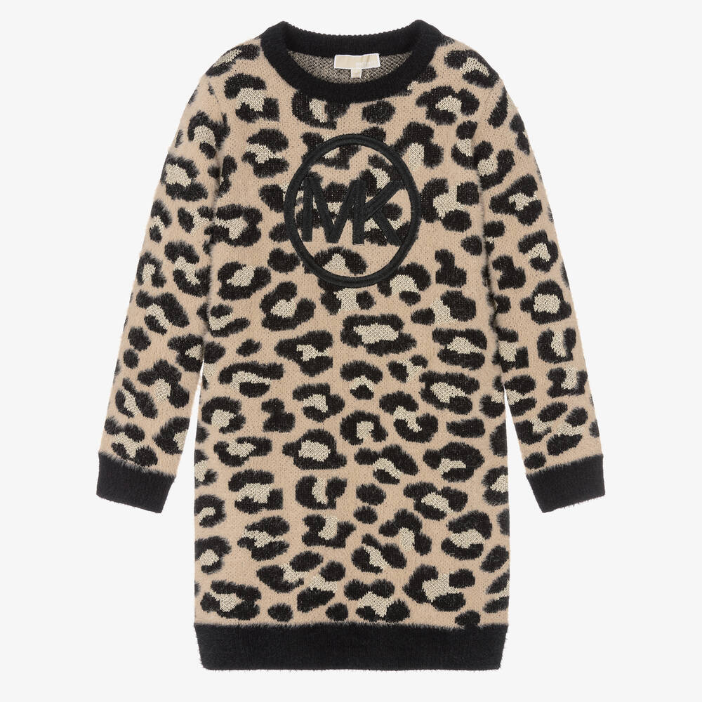 Michael Kors Kids - Teen Girls Beige Leopard Jumper Dress | Childrensalon