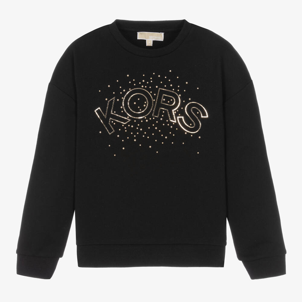 Michael Kors Kids - Sweat-shirt noir en coton Ado fille | Childrensalon