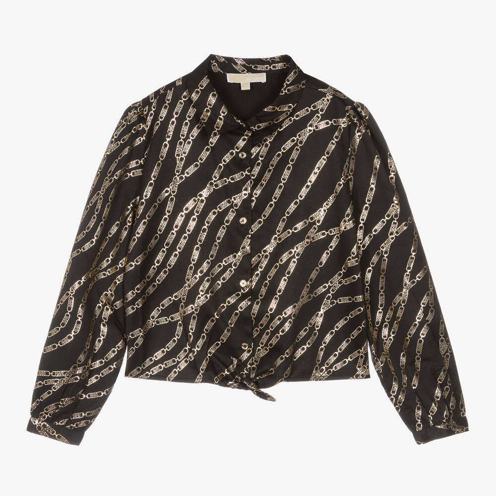 Michael Kors Kids - Bluse mit MK-Print in Schwarz/Gold | Childrensalon