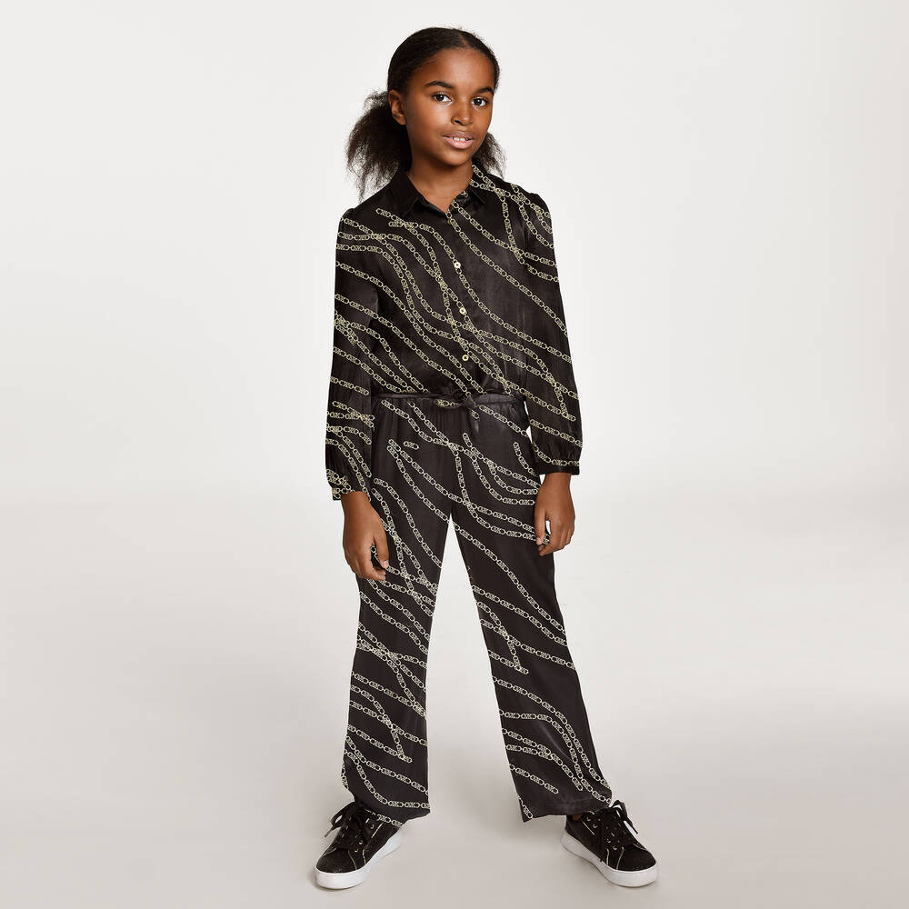 Michael Kors Kids Teen Girls Black Gold Trousers