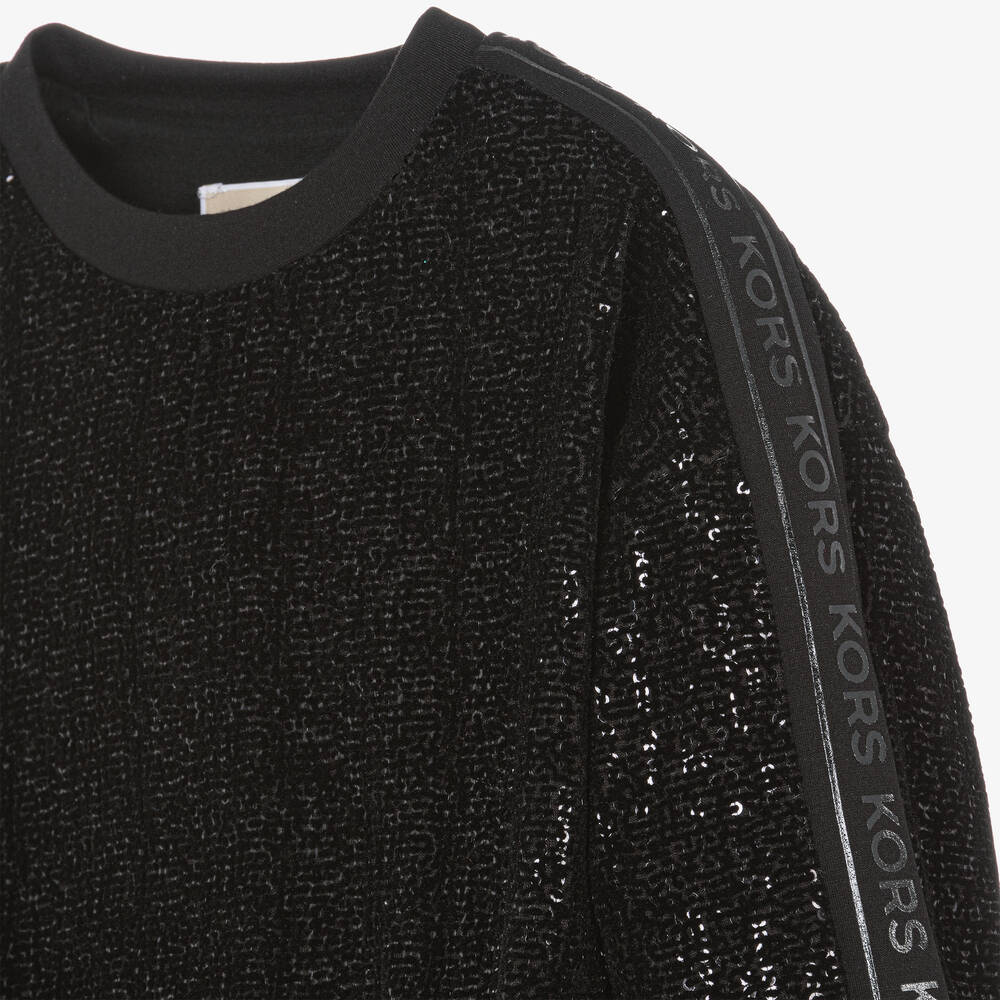Michael Kors Kids-Teen Girls Black Sequin Sweatshirt Dress | Childrensalon Outlet