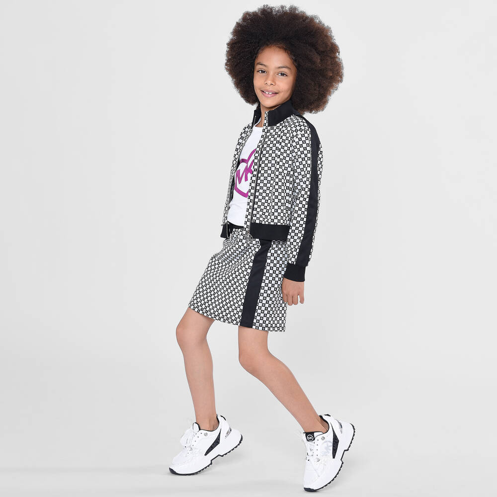 Michael Kors Kids-Teen Girls Black & White Check Logo Skirt | Childrensalon Outlet