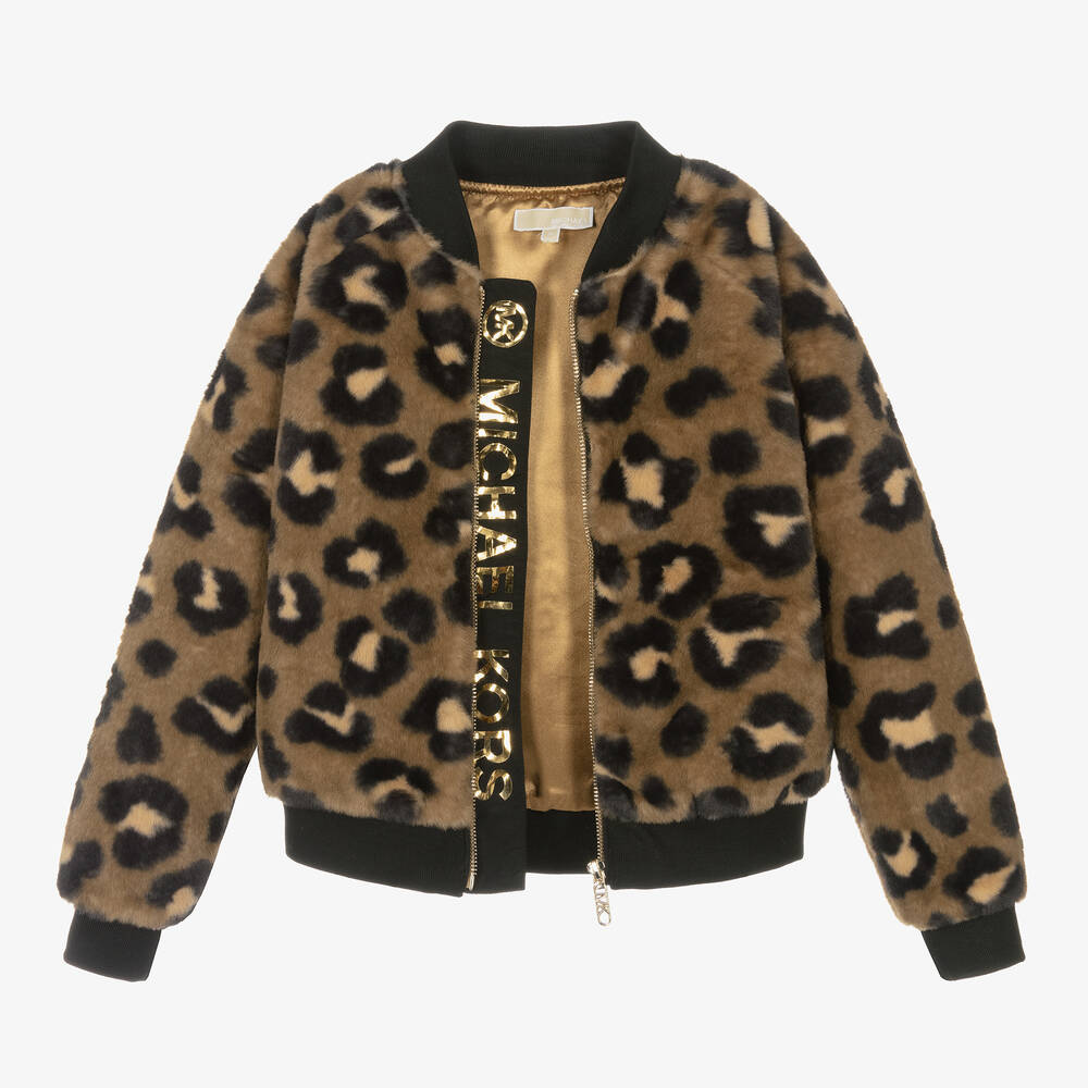 Michael Kors Kids-Teen Girls Brown Leopard Print Jacket | Childrensalon Outlet
