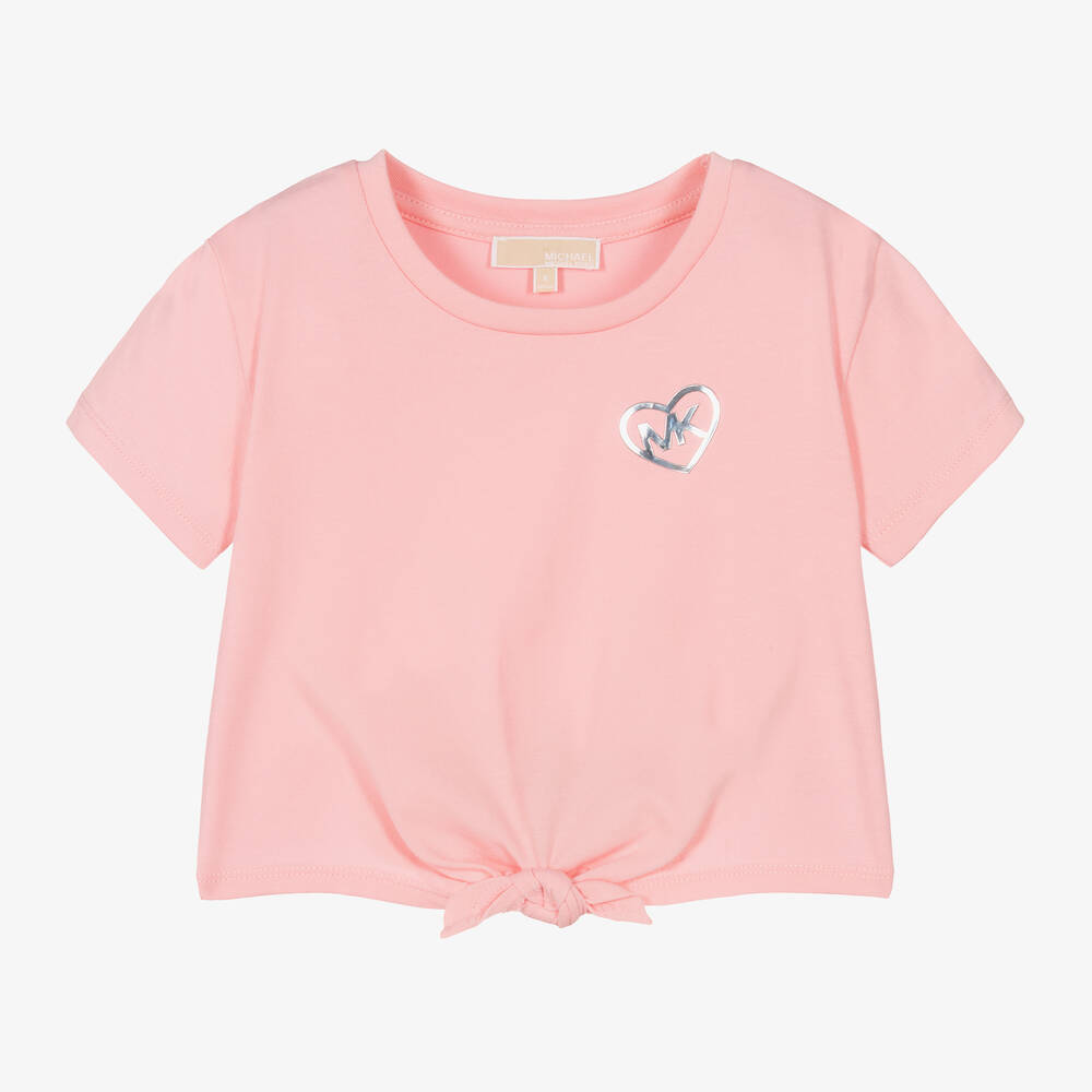 Michael Kors Kids - Teen Girls Cropped Pink Logo T-Shirt | Childrensalon