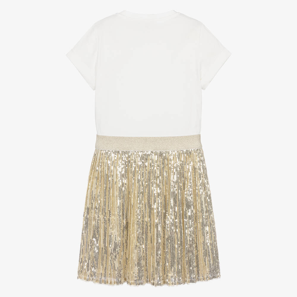 Michael Kors Kids-Teen Girls Gold Sequin Cotton & Tulle Dress | Childrensalon Outlet
