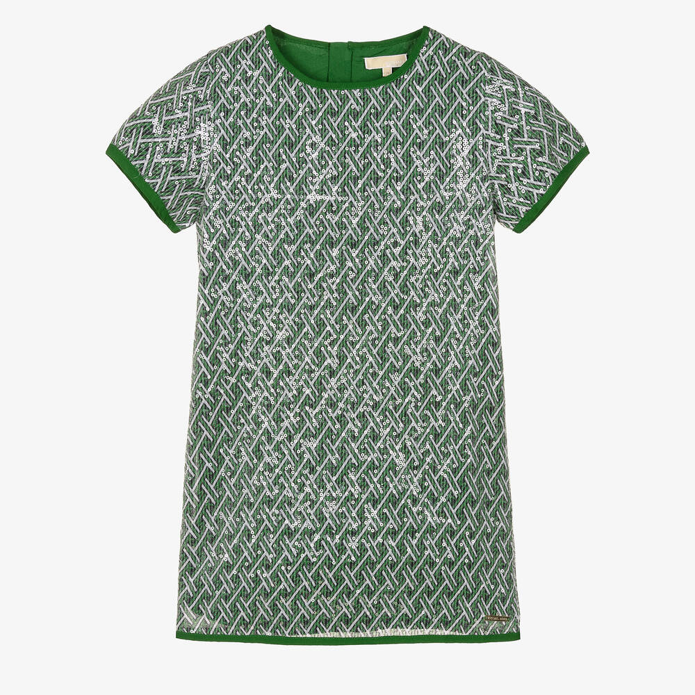 Michael Kors Kids - Teen Girls Green Sequin Monogram Dress | Childrensalon