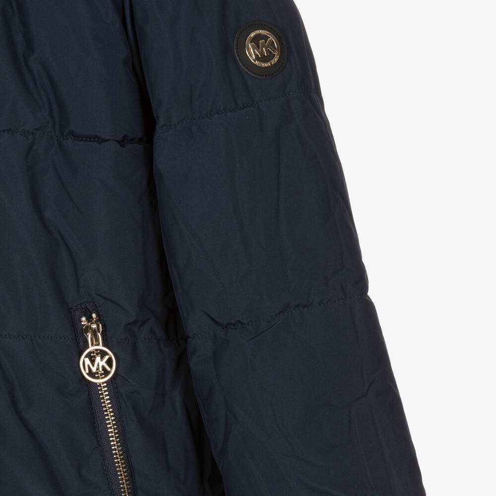 Michael Kors Kids-Teen Girls Ivory & Blue MK Reversible Coat | Childrensalon Outlet