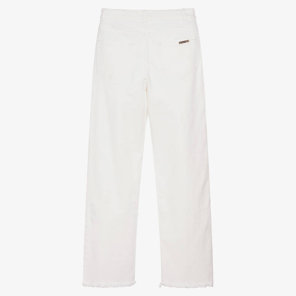 Michael Kors Kids-Teen Girls Ivory Cotton Denim Jeans | Childrensalon Outlet
