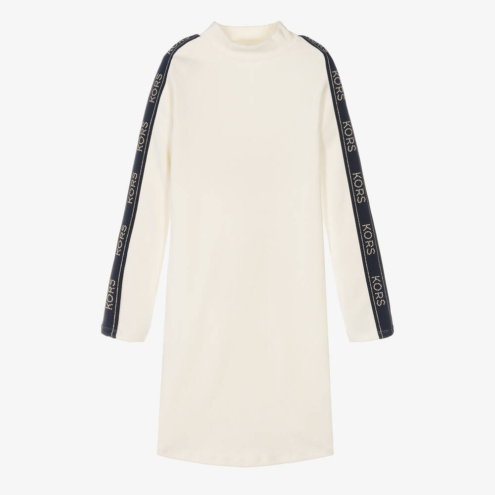 Michael Kors Kids - Teen Girls Ivory & Gold Cotton Velour Dress | Childrensalon