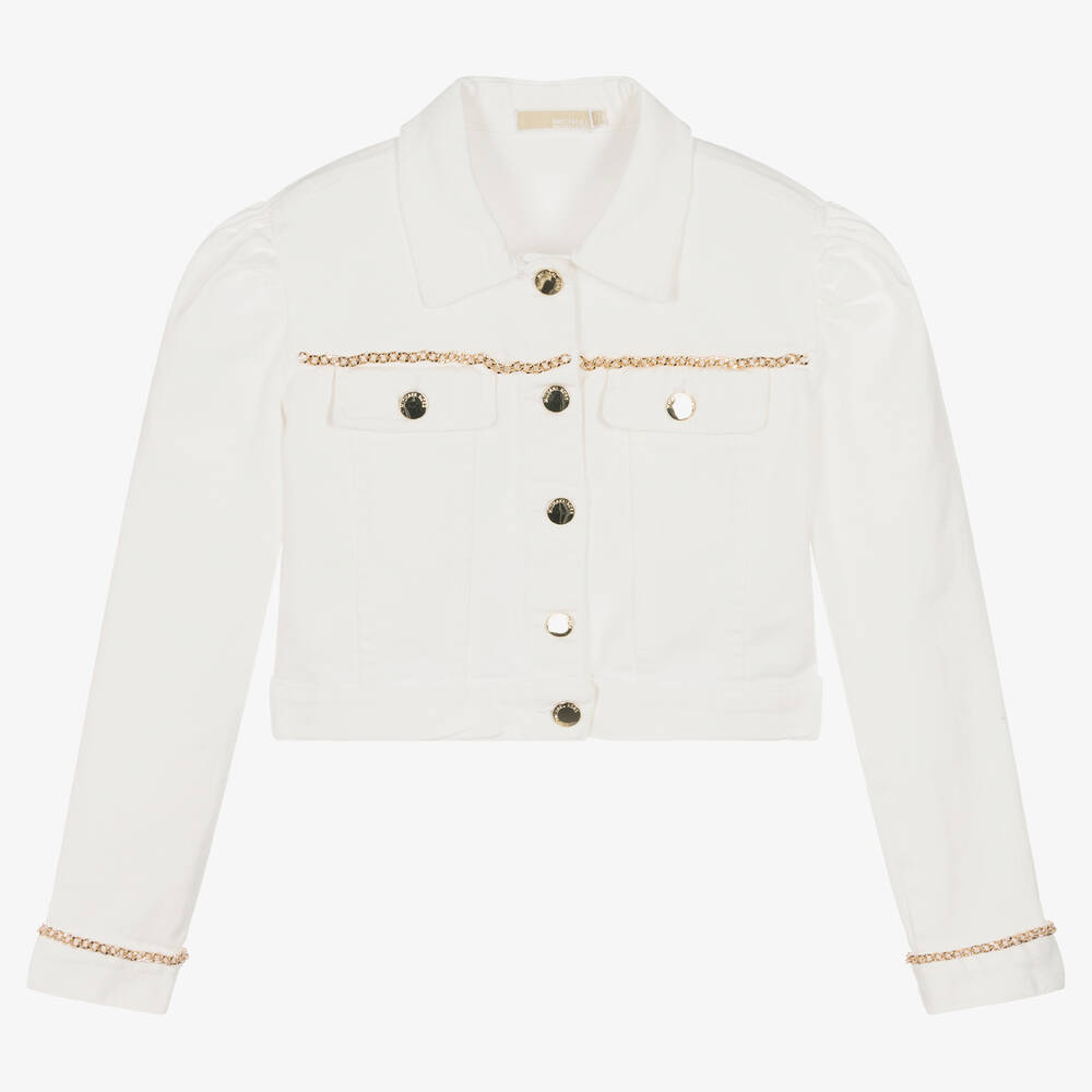 Michael Kors Kids - Teen Girls Ivory Logo Denim Jacket | Childrensalon