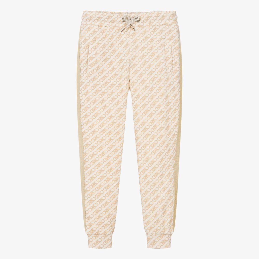 Michael Kors Kids Teen Girls Ivory MK Empire Print Joggers Childrensalon Outlet