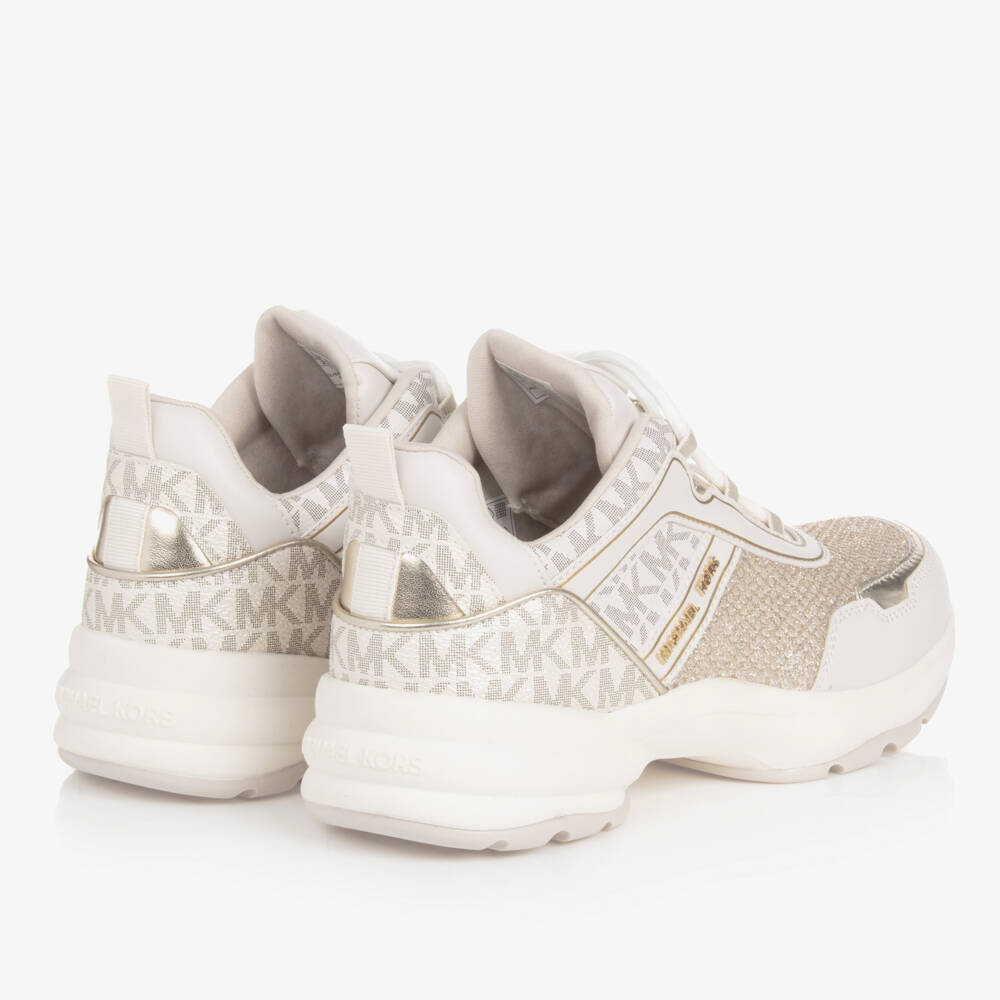 Michael Kors Kids-Teen Girls Ivory MK Monogram Trainers | Childrensalon Outlet