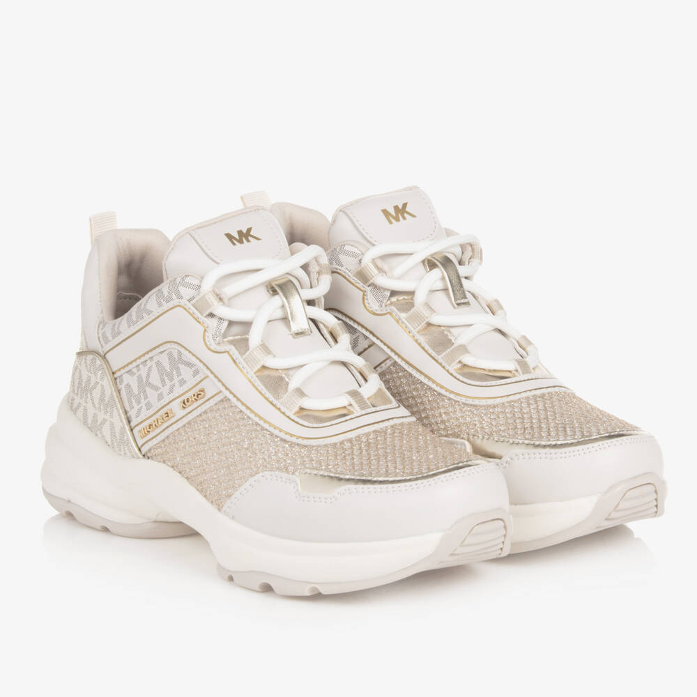 Michael Kors Kids-Teen Girls Ivory MK Monogram Trainers | Childrensalon Outlet