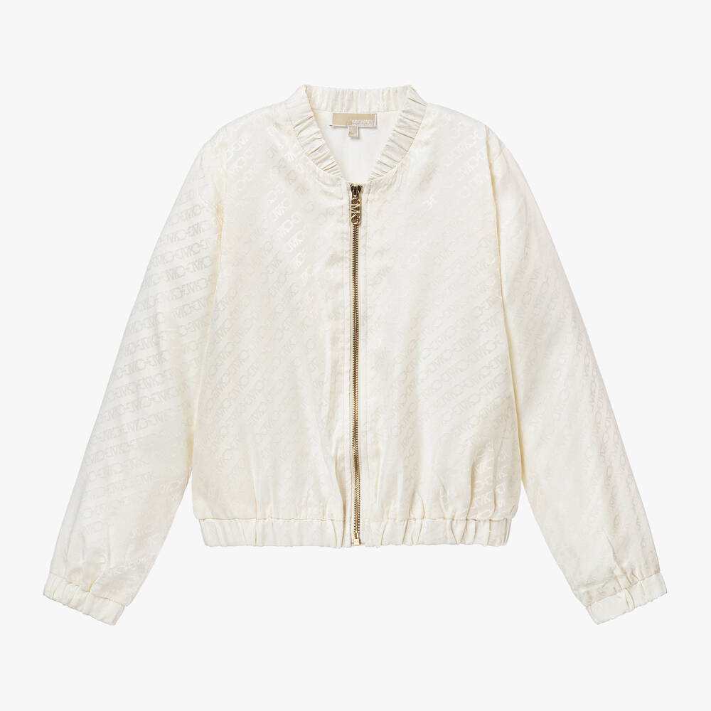 Michael Kors Kids Teen Girls Ivory Satin Bomber Jacket Childrensalon Outlet