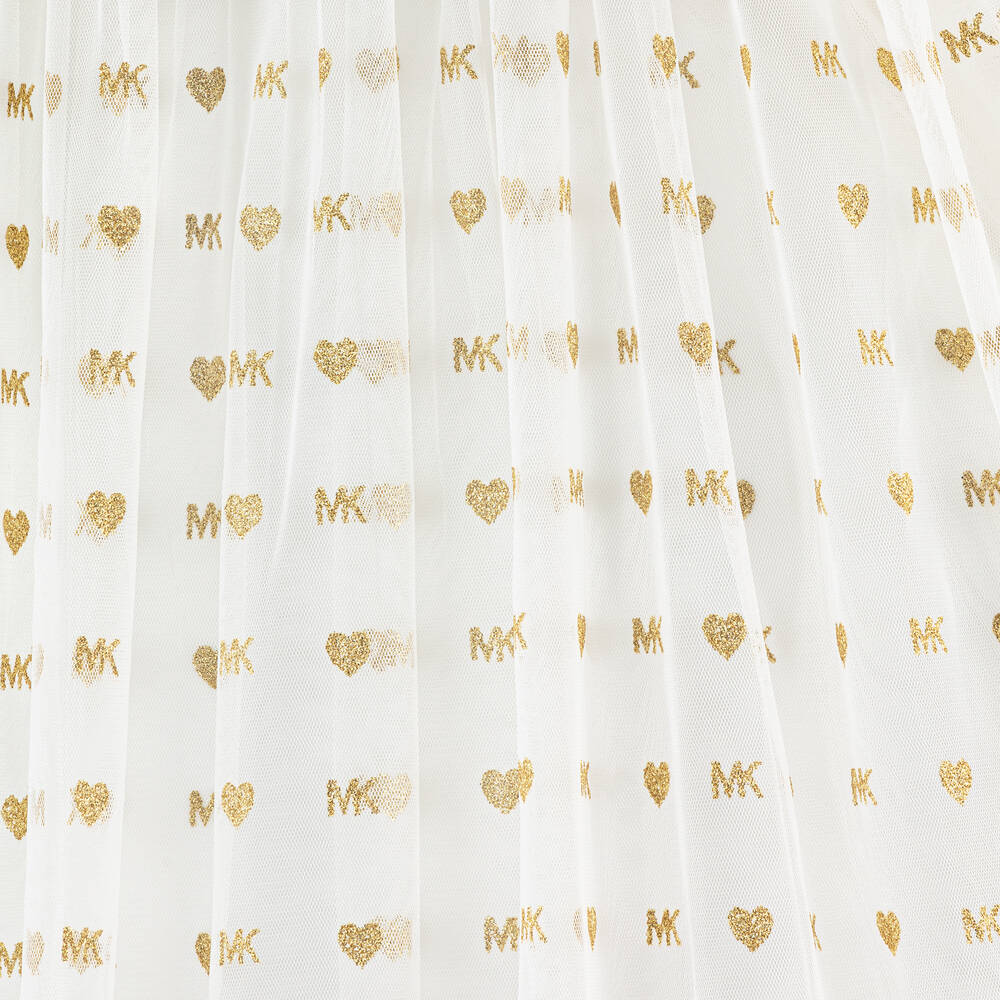 Michael Kors Kids-Teen Girls Ivory Tulle Monogram Heart Dress | Childrensalon Outlet