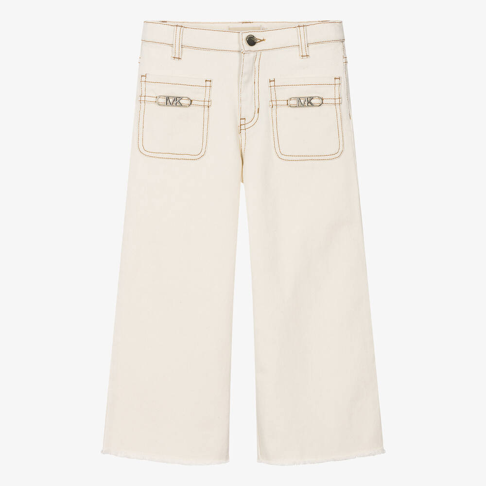Teen Girls Ivory Wide Leg Denim Jeans