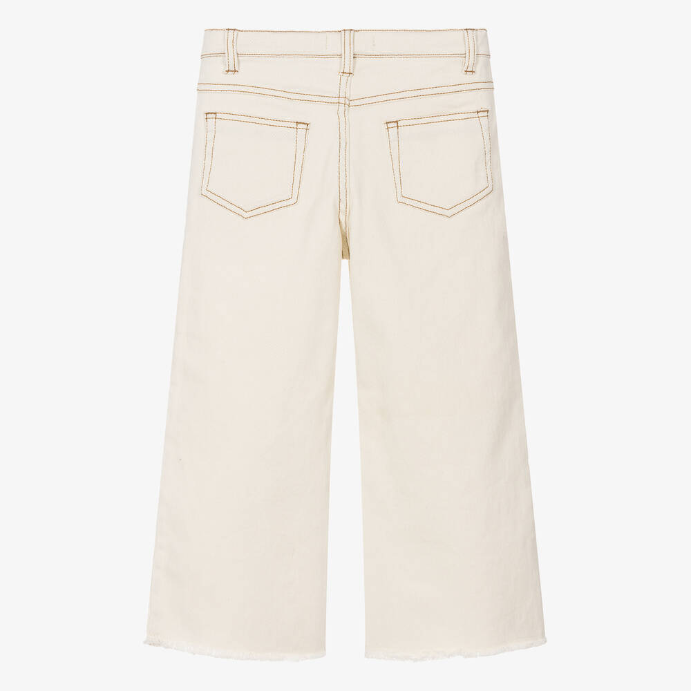 Michael Kors Kids-Teen Girls Ivory Wide Leg Denim Jeans | Childrensalon Outlet