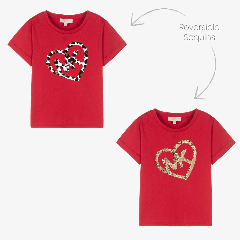 Michael Kors Kids - Teen Girls Red Cotton T-Shirt | Childrensalon