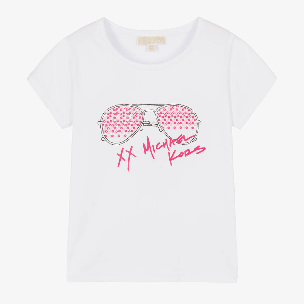 Michael Kors Kids - T-shirt blanc en coton ado fille | Childrensalon