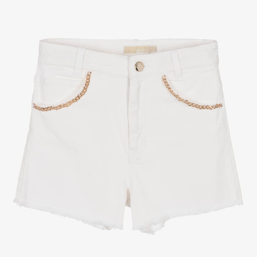 Michael Kors Kids - Teen Girls White Denim Shorts  | Childrensalon