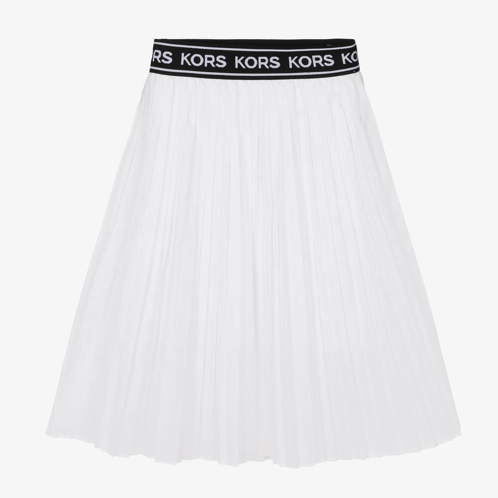 Michael Kors Kids - تنورة تينز بناتي بكسرات لون أبيض | Childrensalon