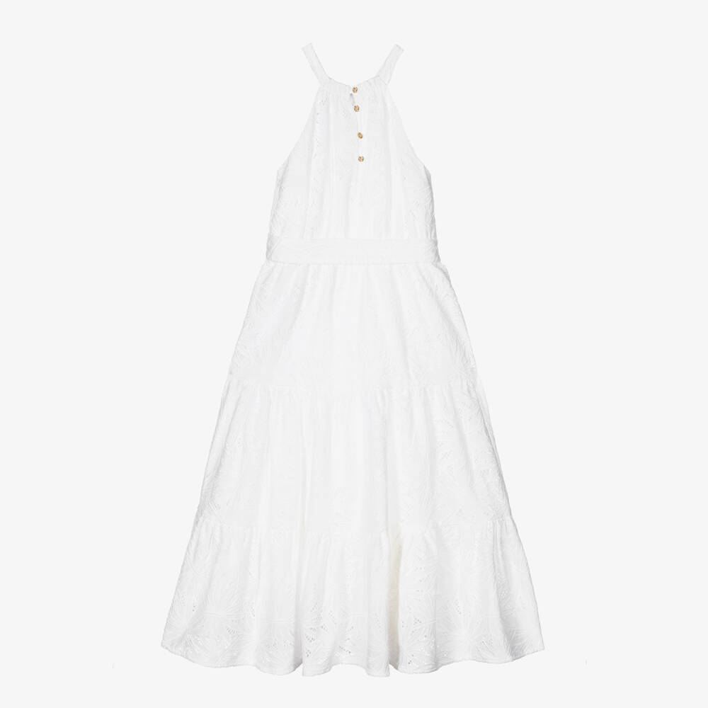 Michael Kors Kids-Белое платье с вышивкой английской гладью | Childrensalon Outlet