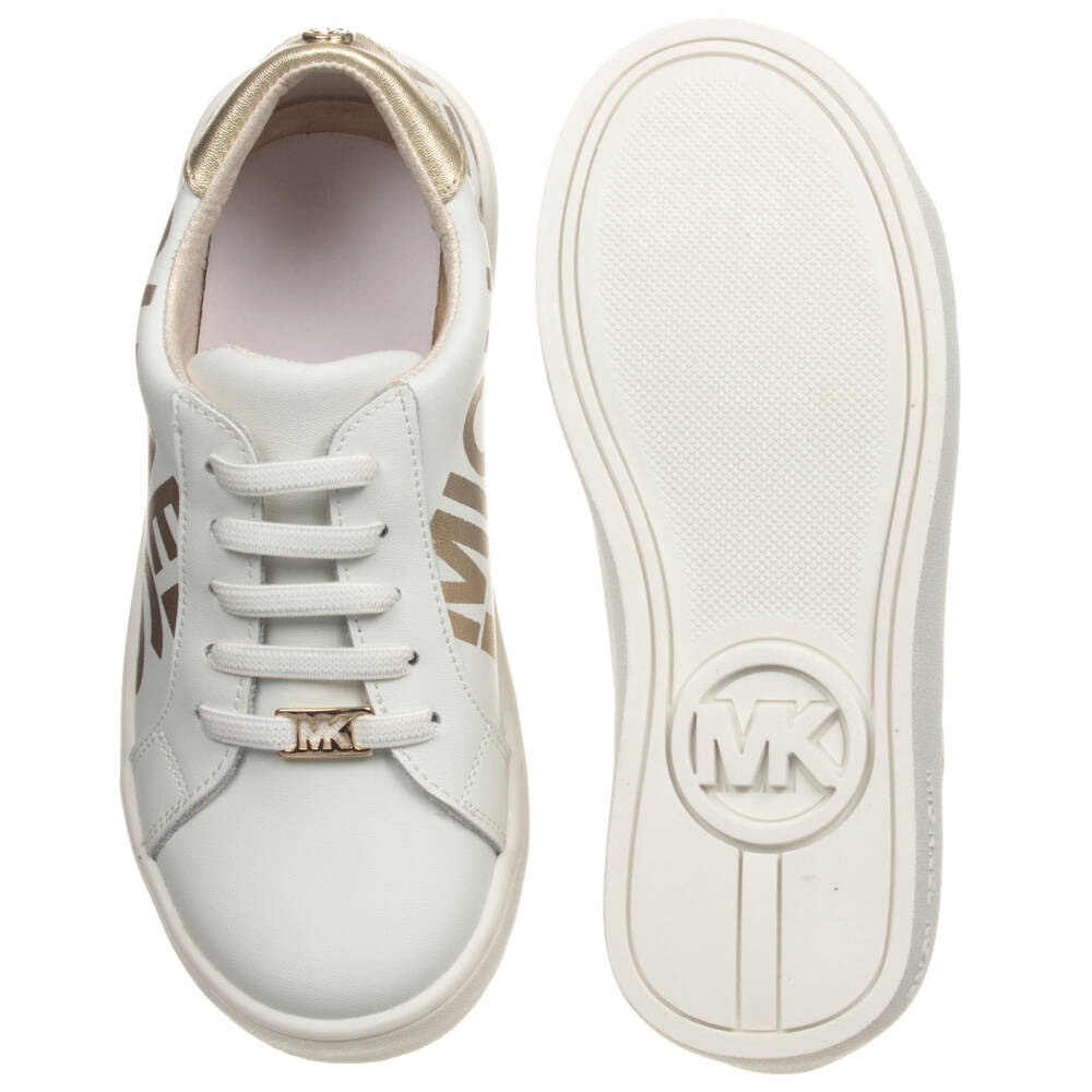 Michael Kors Kids-White Leather Logo Trainers | Childrensalon Outlet