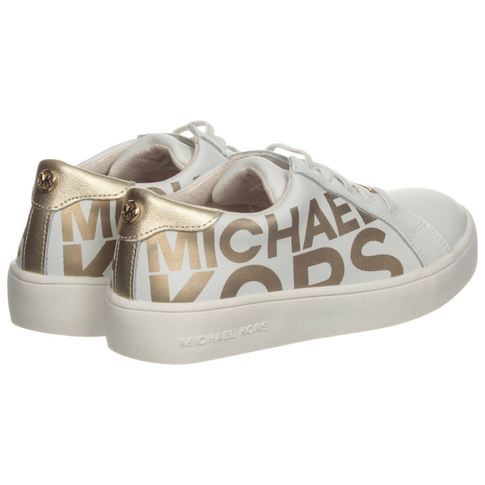 Michael Kors Kids-White Leather Logo Trainers | Childrensalon Outlet