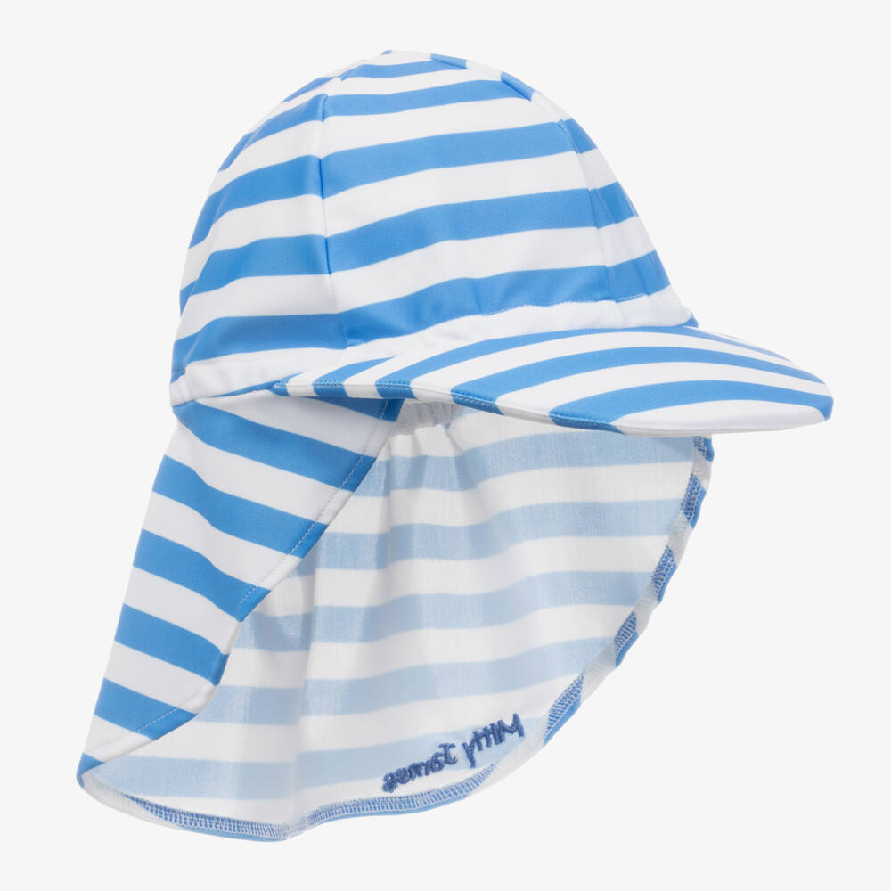 Mitty James-Mid-Blue Striped Legionnaire's Hat (UPF 50+) | Childrensalon Outlet