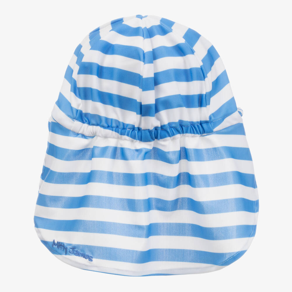 Mitty James-Mid-Blue Striped Legionnaire's Hat (UPF 50+) | Childrensalon Outlet