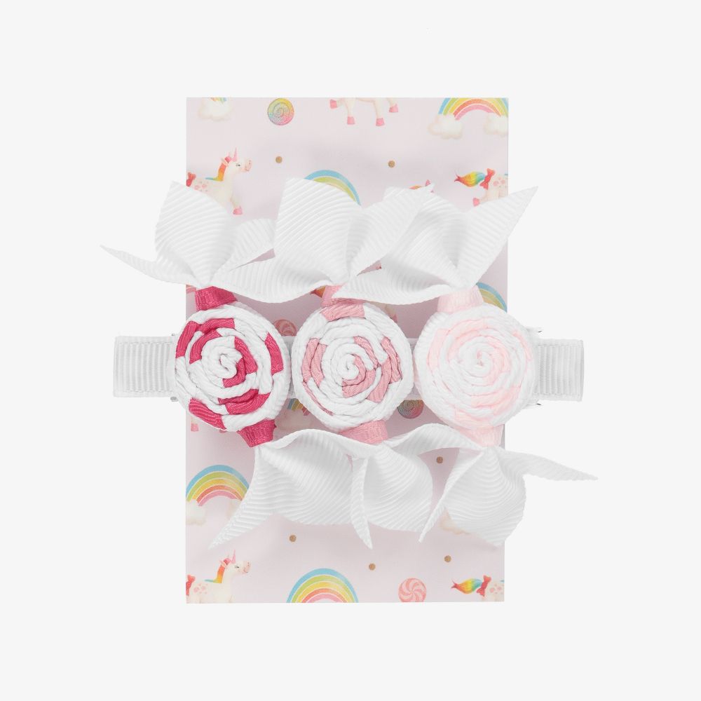 Milledeux-مشبك للشعر شكل الحلوى لون زهري وأبيض (8 سم) | Childrensalon Outlet