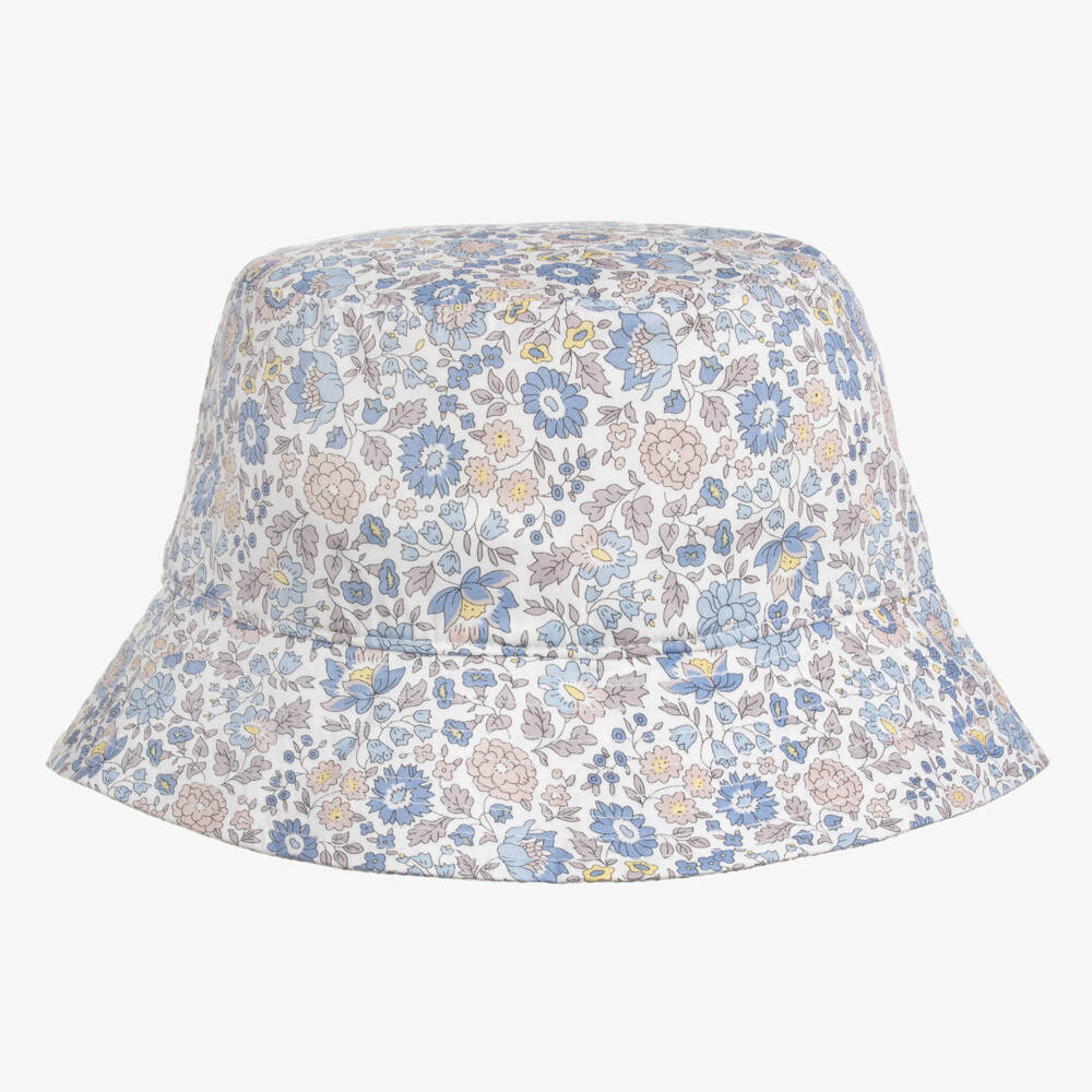 Milledeux-Girls Blue Floral Cotton Sun Hat | Childrensalon Outlet