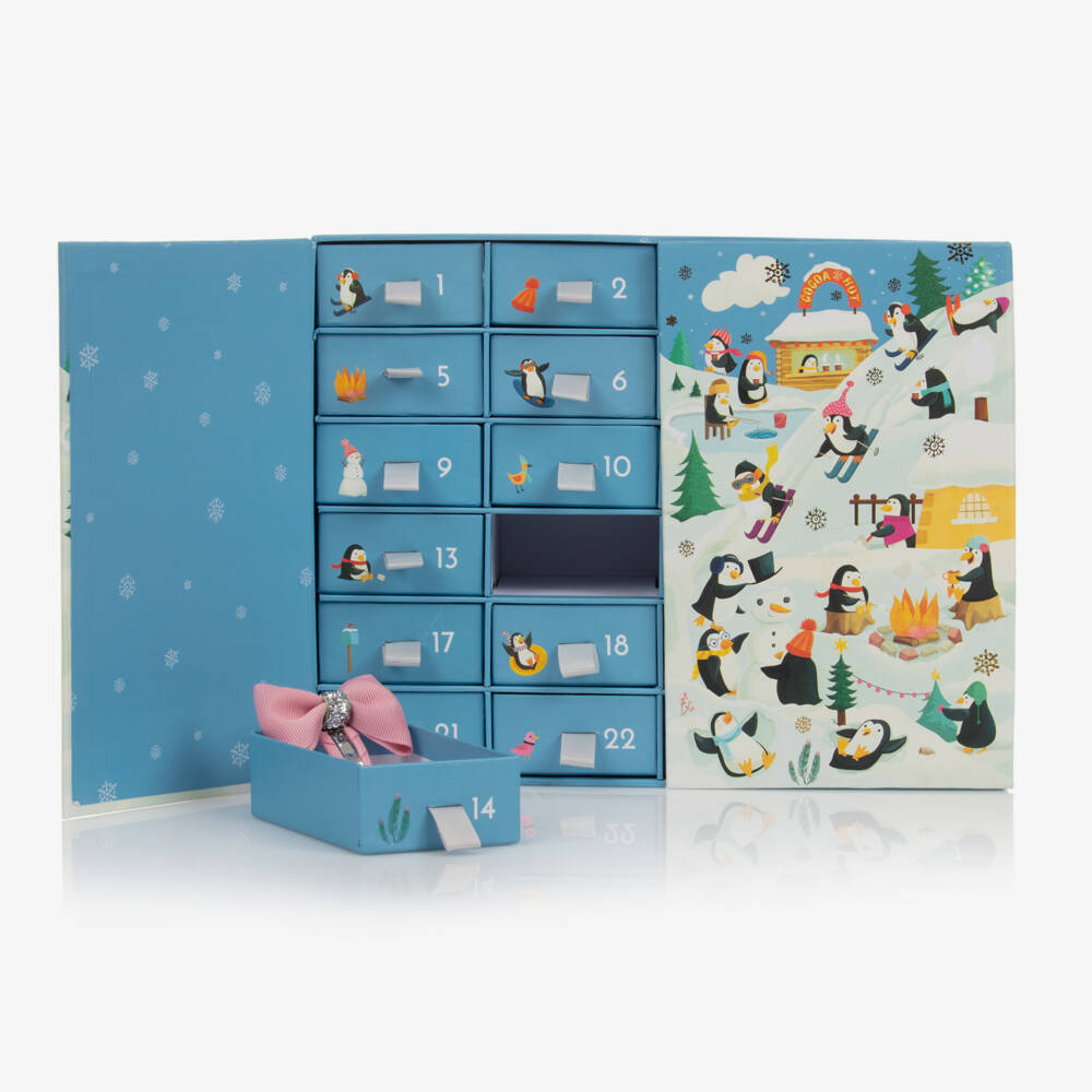 Milledeux-Girls Blue Penguin Hair Advent Calendar | Childrensalon Outlet