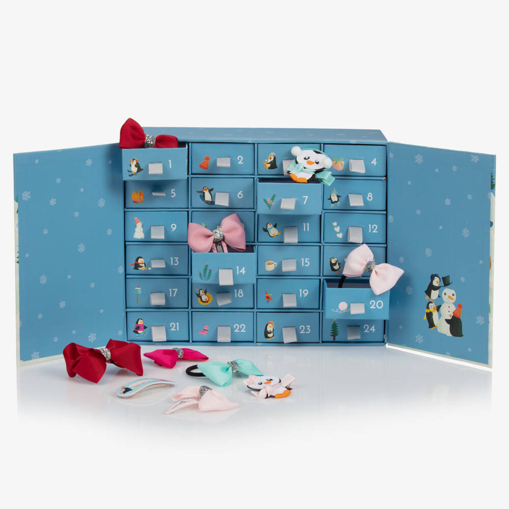 Milledeux-Girls Blue Penguin Hair Advent Calendar | Childrensalon Outlet
