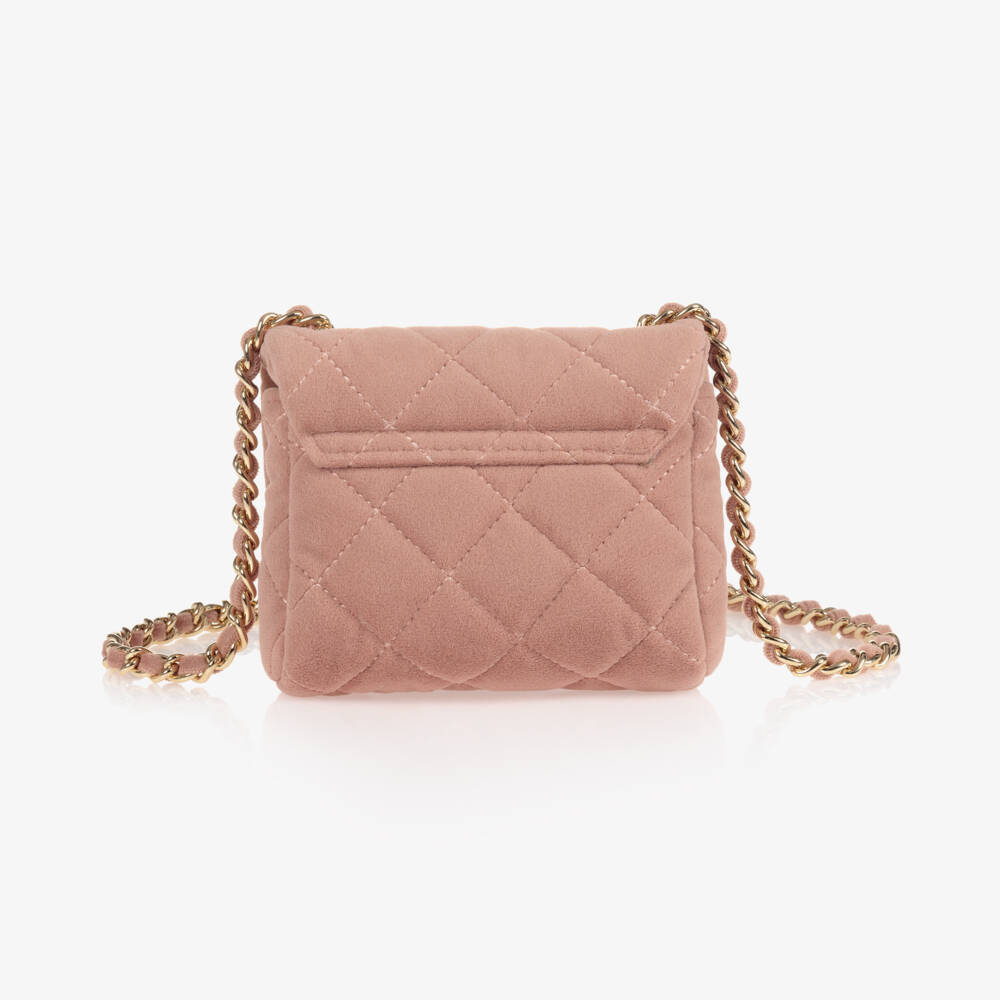 Milledeux-Girls Blush Velvet Quilted Handbag | Childrensalon Outlet