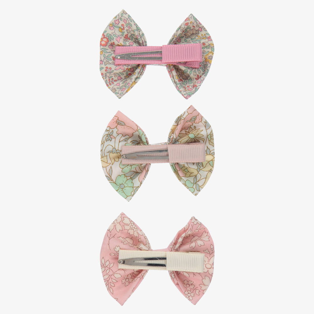 Milledeux-Girls Floral Bow Hair Clips Trio | Childrensalon Outlet