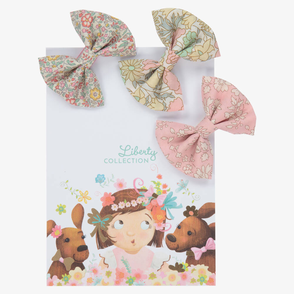 Milledeux-Girls Floral Bow Hair Clips Trio | Childrensalon Outlet