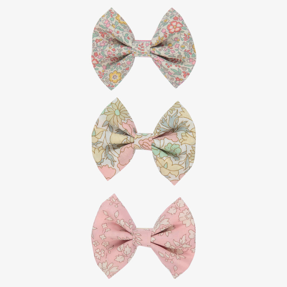 Milledeux-Girls Floral Bow Hair Clips Trio | Childrensalon Outlet