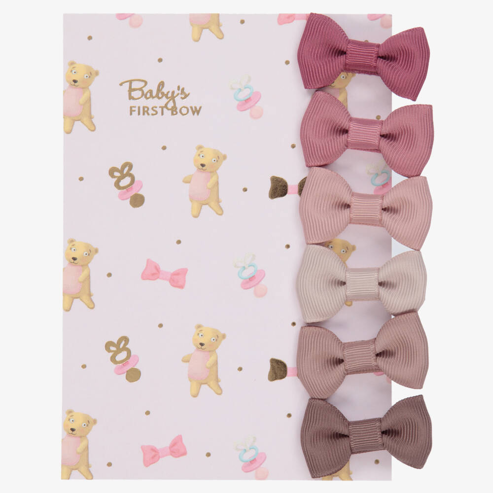 ميلو دو-مشبك للشعر ساتان لون بيج وزهري (عدد 6) | Childrensalon Outlet