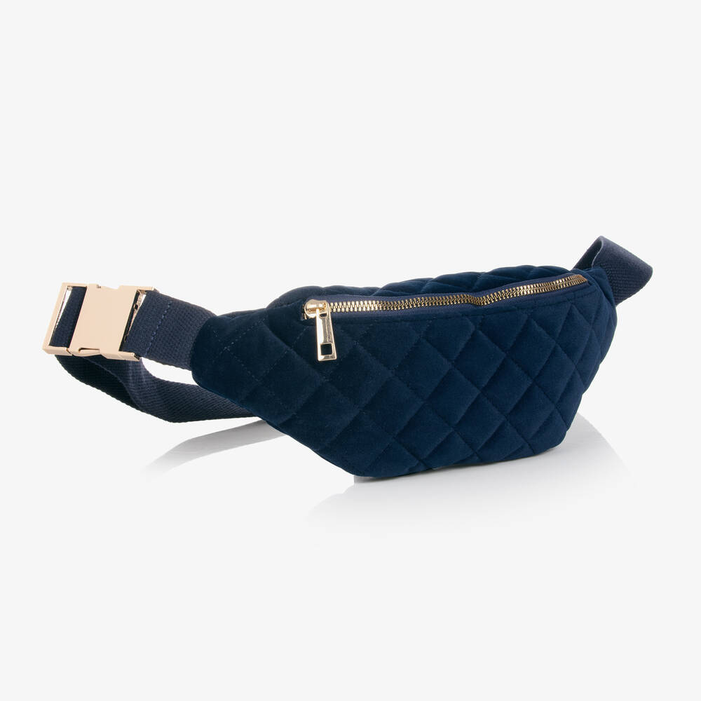 ميلو دو-حقيبة حزام قطن مخمل لون كحلي للبنات (24 سم) | Childrensalon Outlet