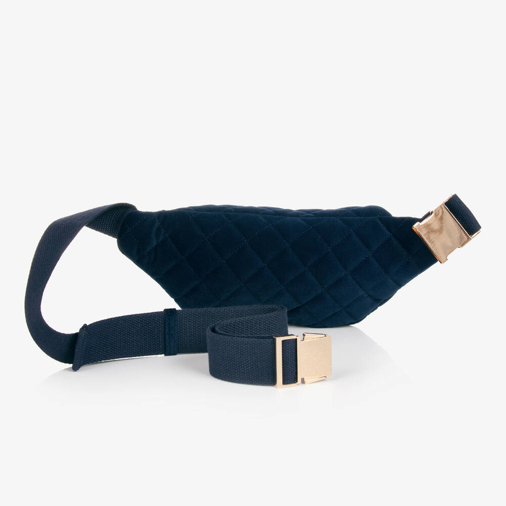 ميلو دو-حقيبة حزام قطن مخمل لون كحلي للبنات (24 سم) | Childrensalon Outlet