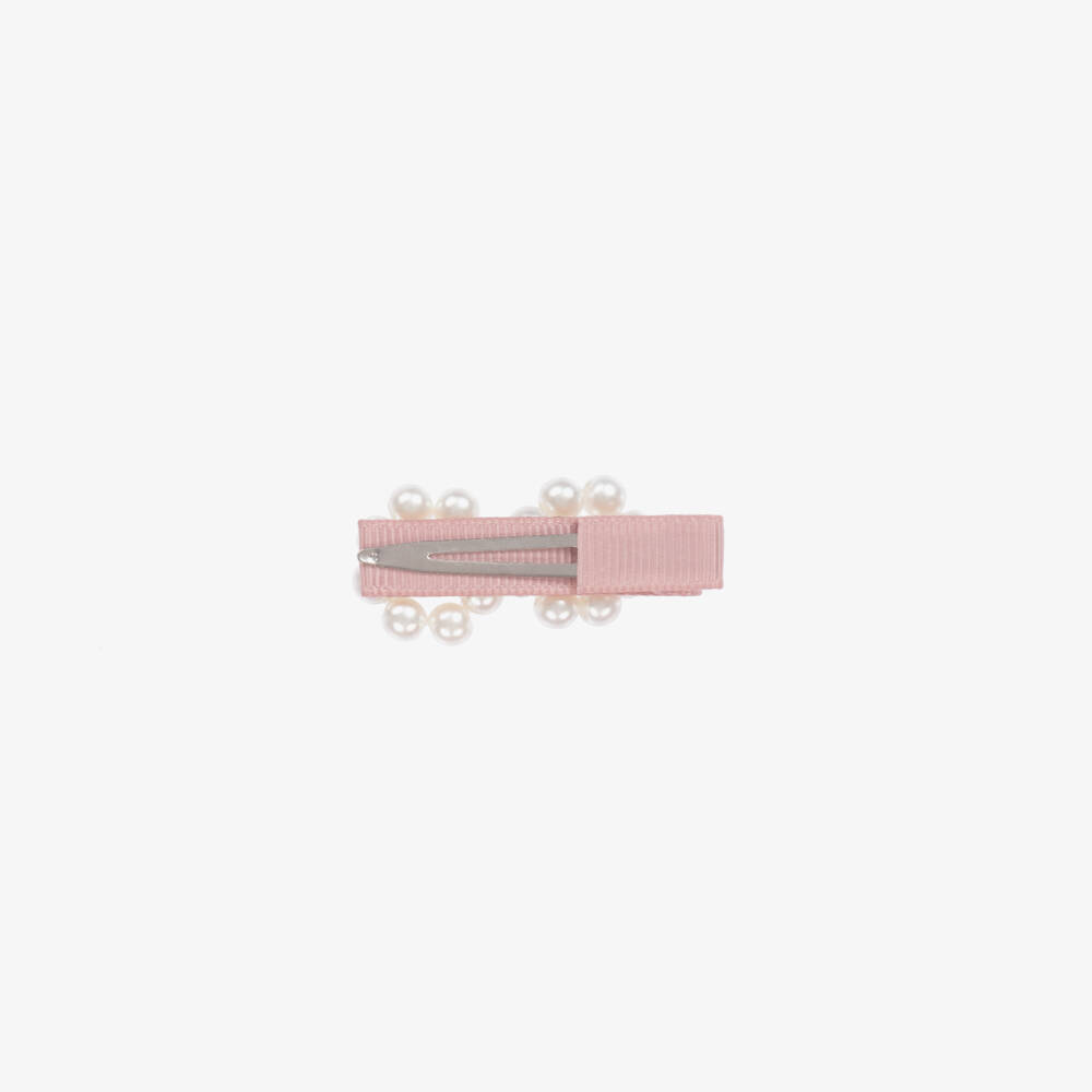 Milledeux-Girls' Pink Pearl Ribbon Hairclip | Childrensalon Outlet